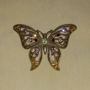 Jewel encrusted butterfly pin